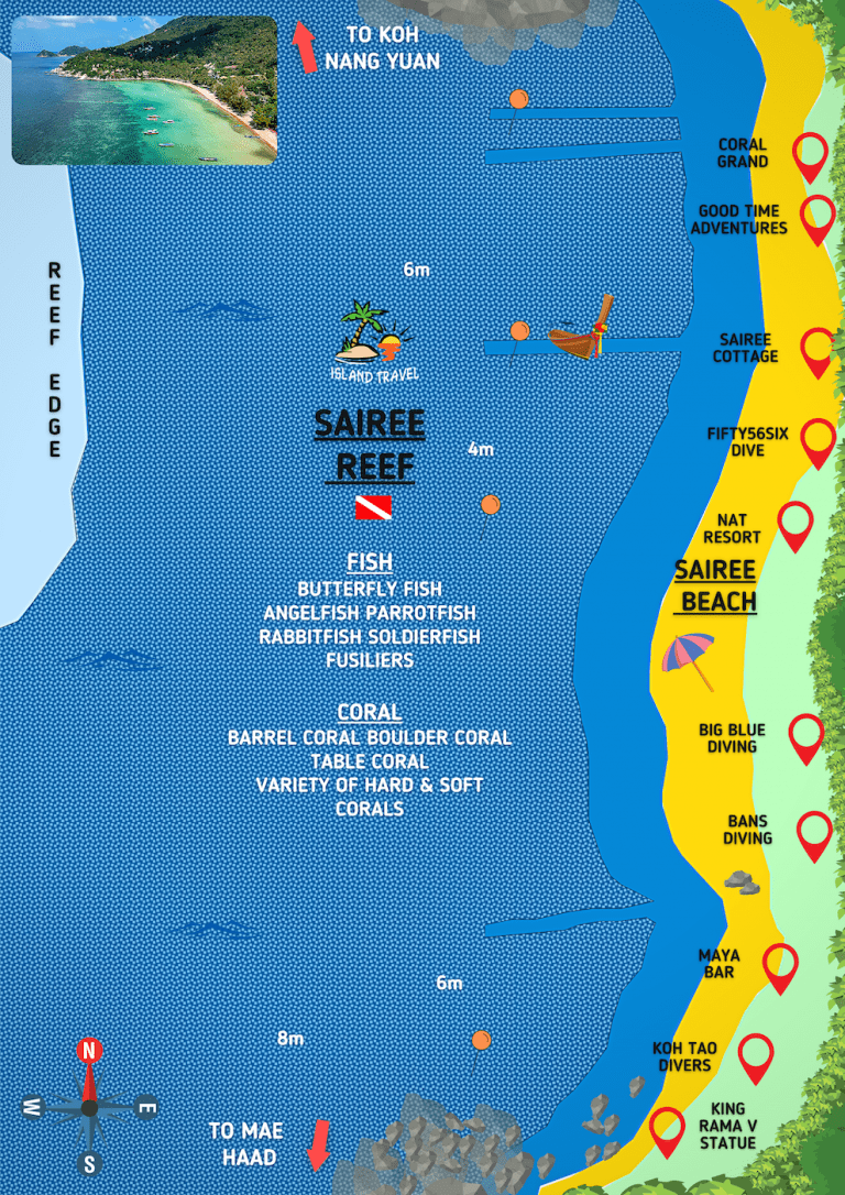 Koh Tao Dive Map - Sairee Reef