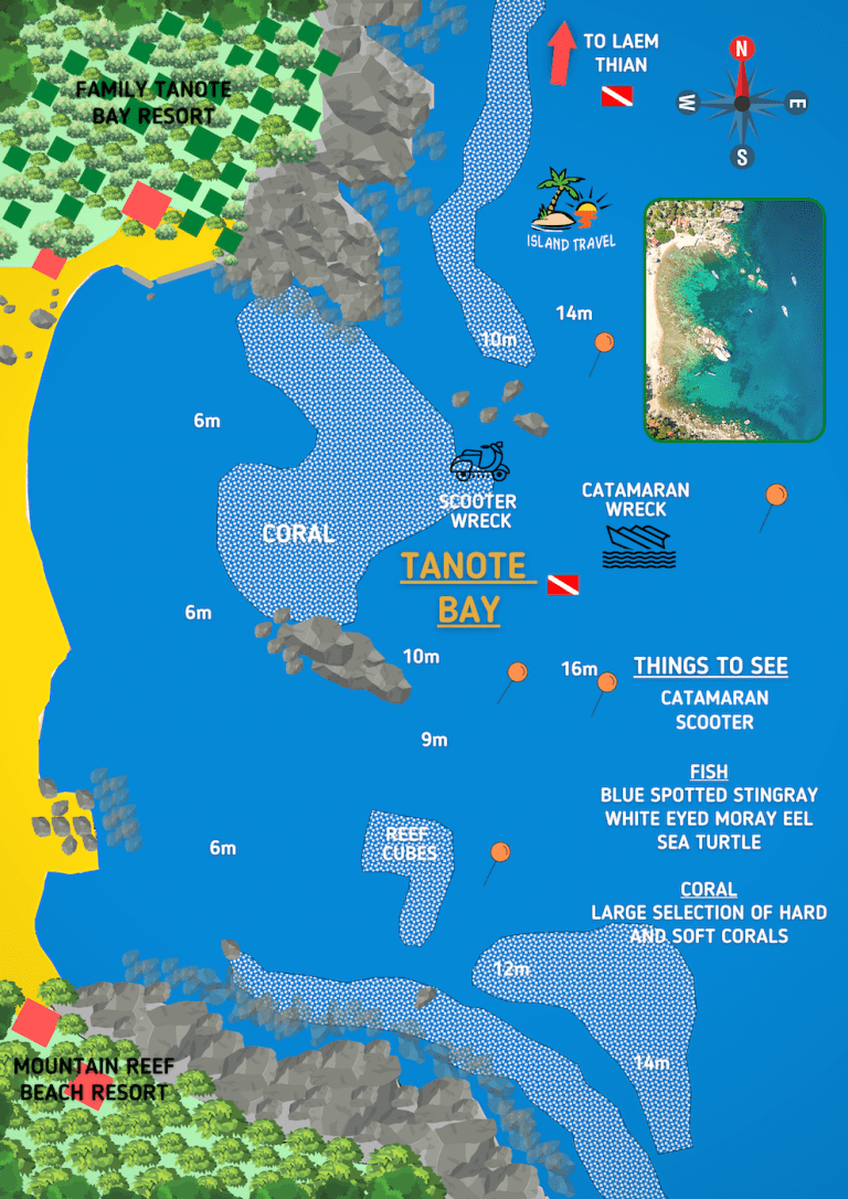 Koh Tao Dive Map - Tanote Bay