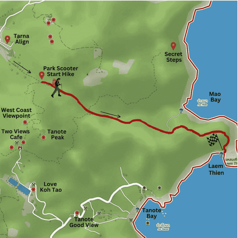 Hiking To Laem Thien Map